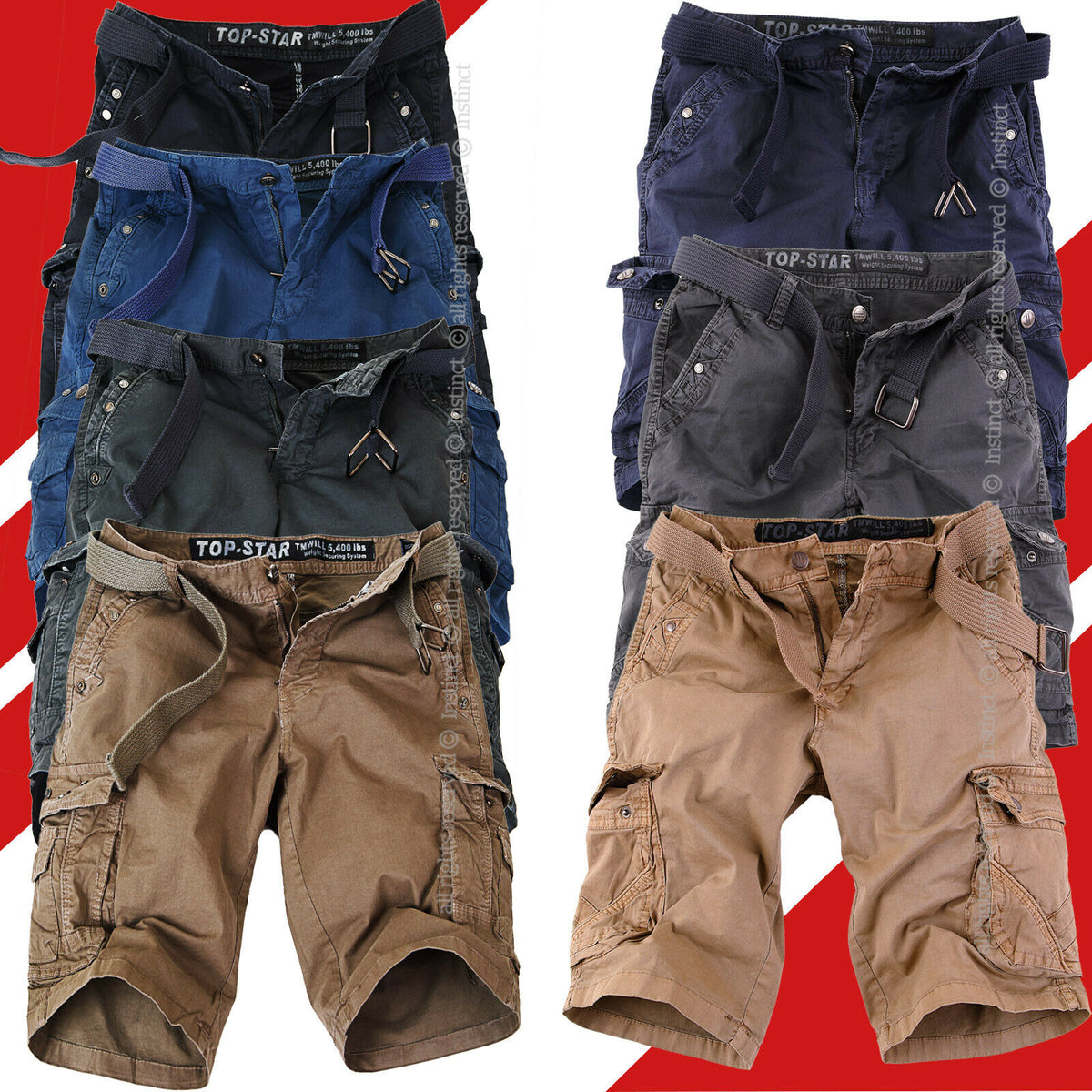 Bermuda Uomo Cargo Pantaloni Corti Pantaloncini Shorts Tasche