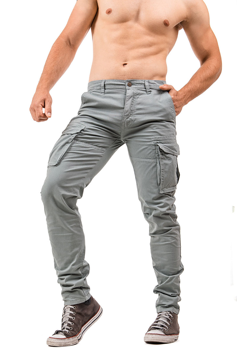 Pantaloni Cargo Uomo Casual Slim Fit, Chino Con Tasche, Vita Elastica, Rosso Vino Taglia S, 97% Cotone 3% Spandex