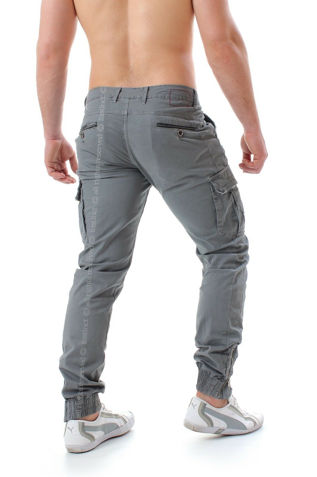 Con Tasche Laterali Pantaloni Cargo Skinny Uomo Pantaloni Cargo