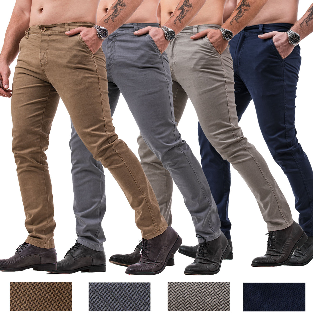 Evoga Pantaloni Uomo Slim Fit In Cotone, Leggeri E Eleganti, 100% Made In Italy, Perfetti Per L'Estate