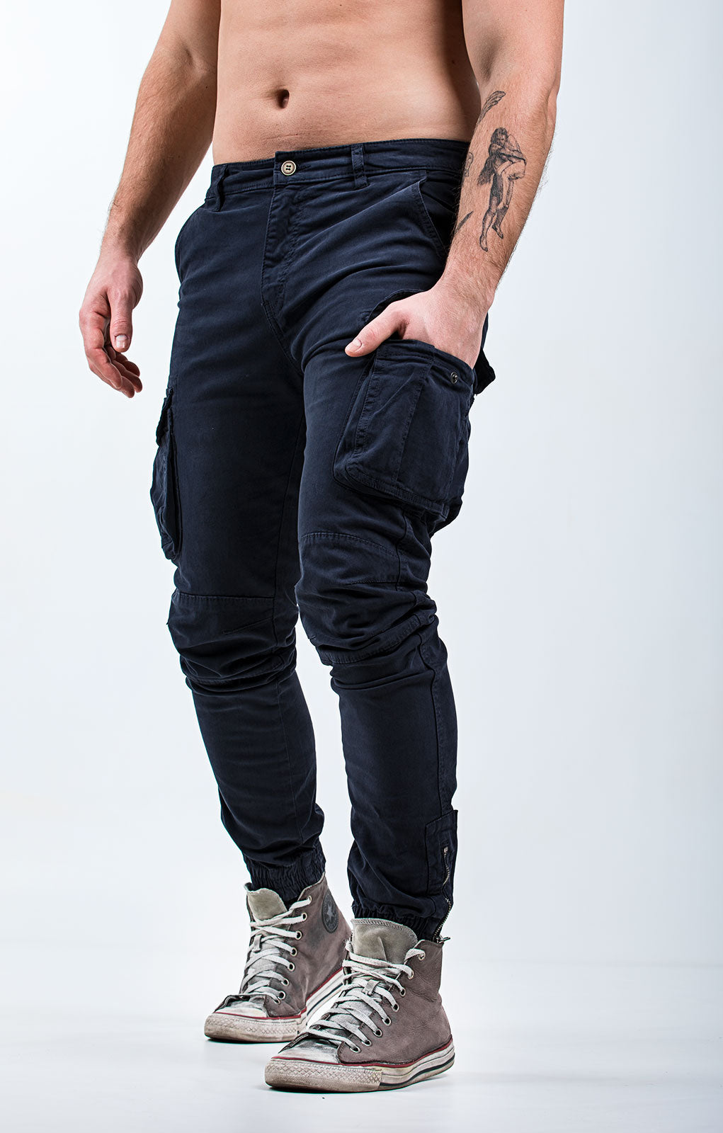 Pantaloni Cargo Uomo TERRANOVA, Vita Regolabile Con Coulisse, Tasche Con Zip, Polsino Elastico