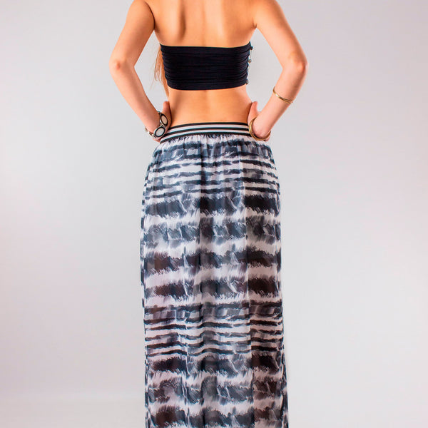 Gonna Lunga Donna Estiva Fiore Mare Spiaggia Elegante Chiffon Semi Trasparente