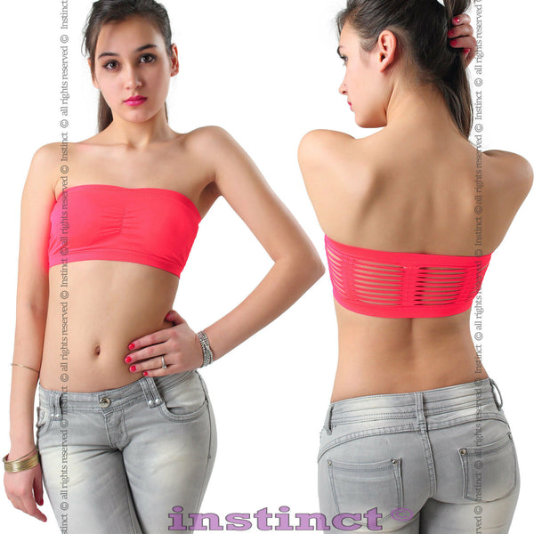 Fascia reggiseno top donna bandeau sexy discoteca imbottito colore  fluo IS5057